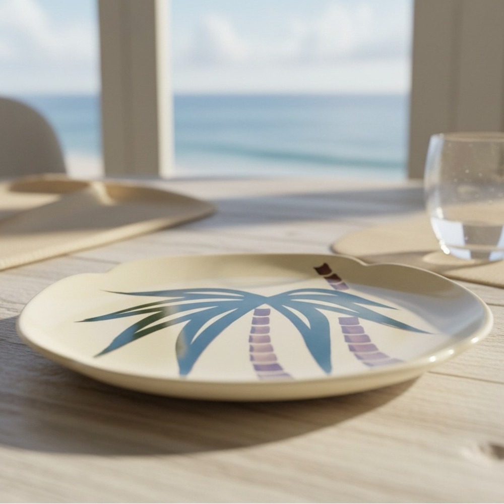 Continental Kilns "Tahiti" Square Salad Plate, Vintage USA‎ Pottery, Dinnerware